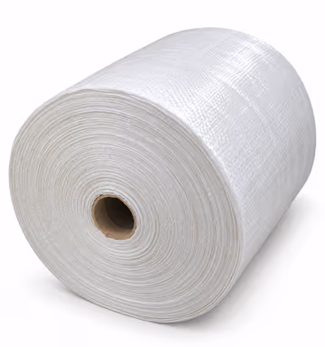A large roll of white PP woven fabric