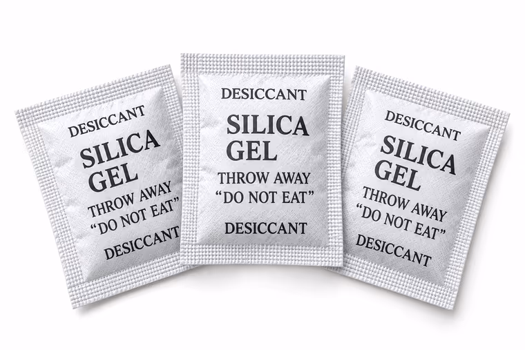 Three silica gel desiccant sachets