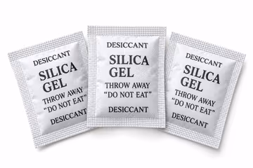 Three silica gel desiccant sachets