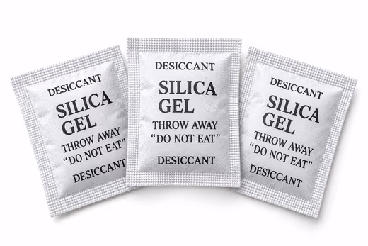 Three silica gel desiccant sachets
